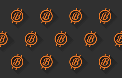 Bitcoin Logo auf schwarzem Hintergrund