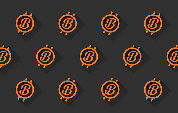 Bitcoin Logo auf schwarzem Hintergrund