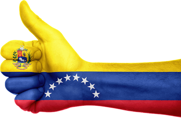 Flagge von Venezuela auf einem Gefällt-mir-Daumen