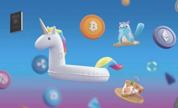 Gem Profilfoto aufblasbares Einhorn als Schwimmring Bitcoin Münze