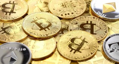 goldene Bitcoin Münzen
