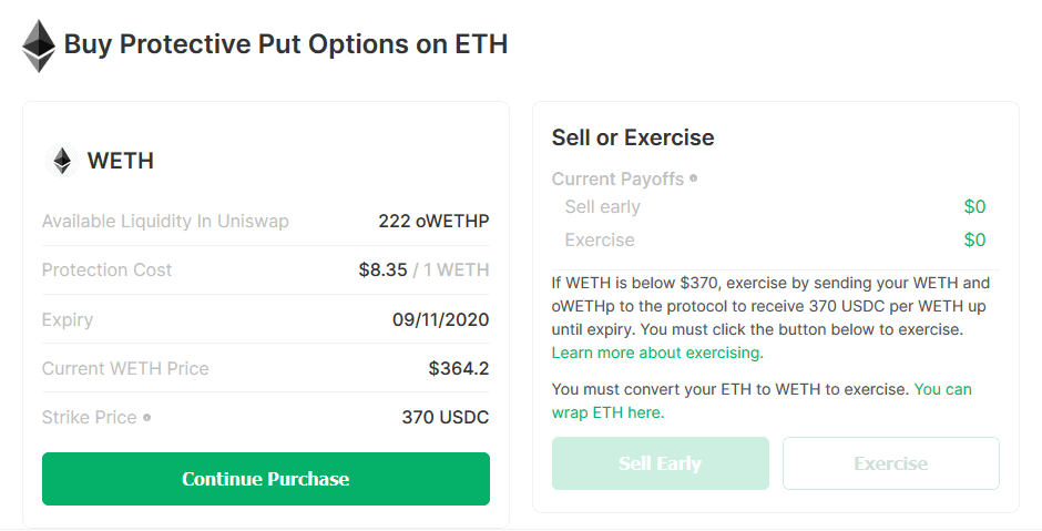 Opyn Buy ETH Put-Option