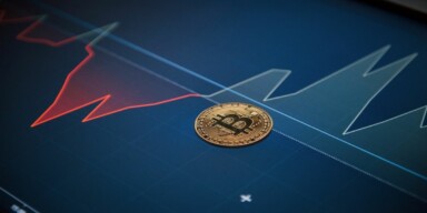 Bitcoin-Münze und ein Graph