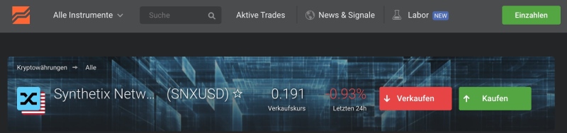 Geld einzahlen Libertex Synthetix kaufen
