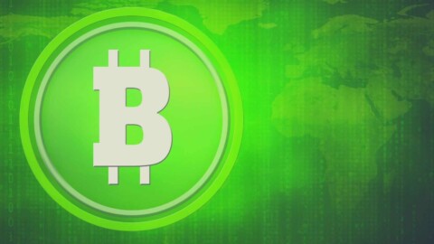 Bitcoin auf grünem hintergrund