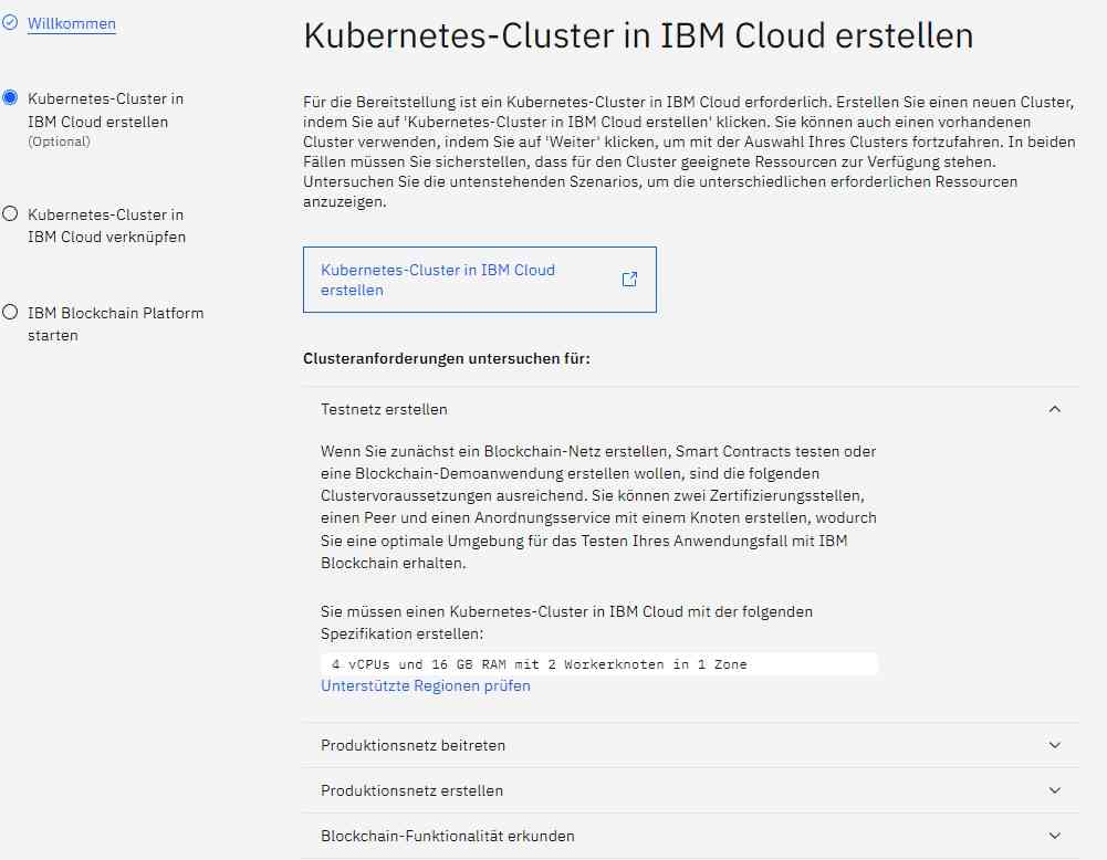 Erstellen eines Kubernetes-Clusters für den Betrieb einer eigenen Blockchain in der IBM Cloud.