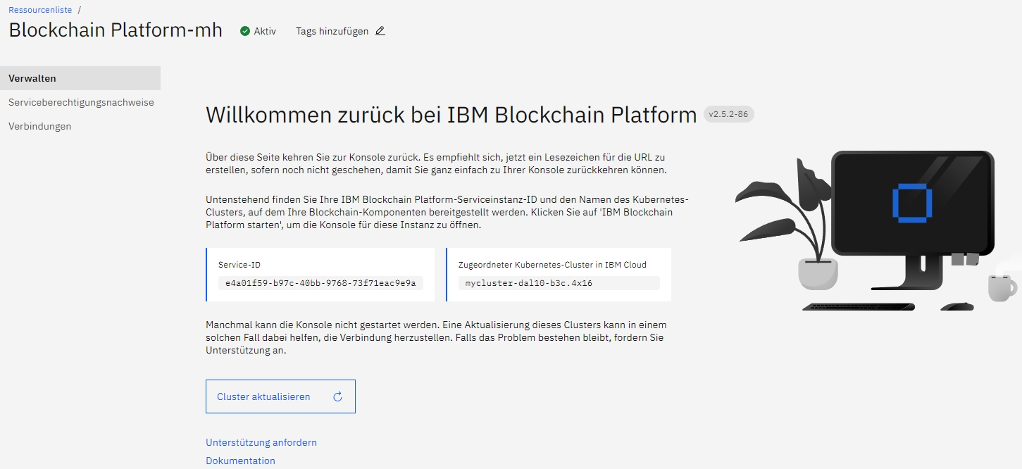 Erfolgreiche Erstellung eines eigenen Dienstes in der IBM Blockchain Platform