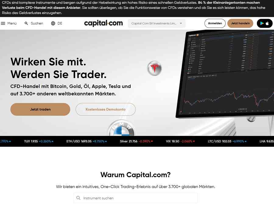 Capital.com Webseite