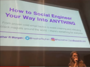 Ausschnitt Vortrag Heather Ryan How to Social Engineer Your Way into anything