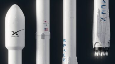 SpaceX Rakete mit Starlink Satellit