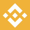 Weißes Binance Logo auf orangenen Hintergrund