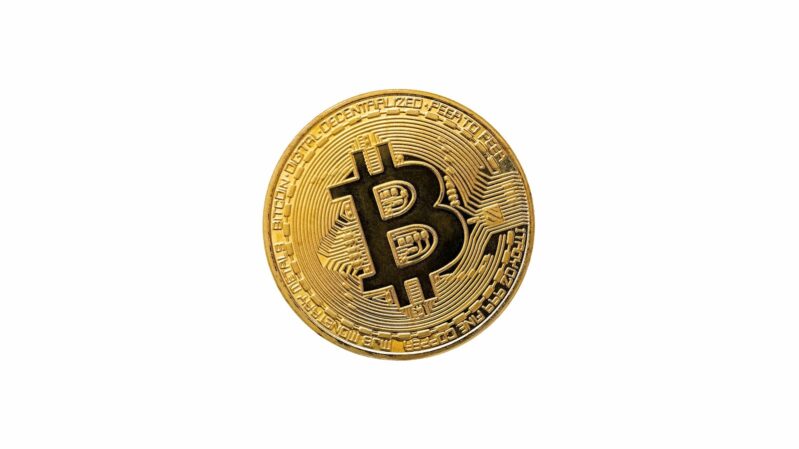goldene physische Bitcoin Münze