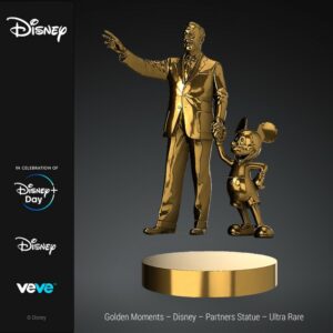 NFT Golden Moment goldene Statue von Walt Dinsey und Mickey Maus