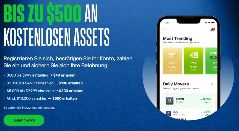 eToro Promo bis zu 500 $ in kostenlosen Assets