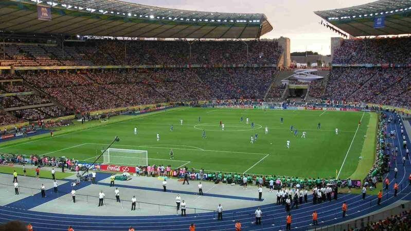 Fußballstadion während eines Fußballspiels