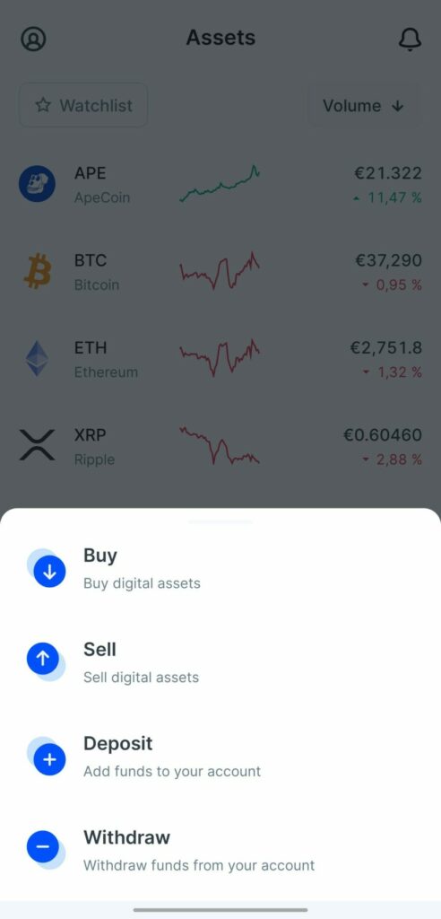 Bitvavo Kryptos kaufen in der App