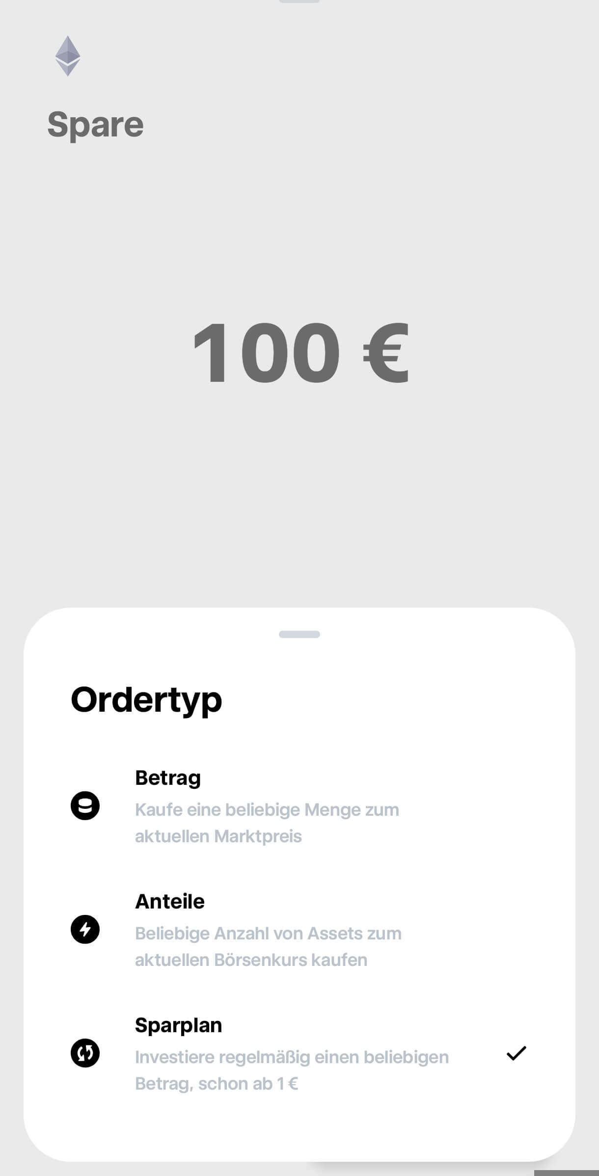 100 € Ethereum Sparplan einrichten