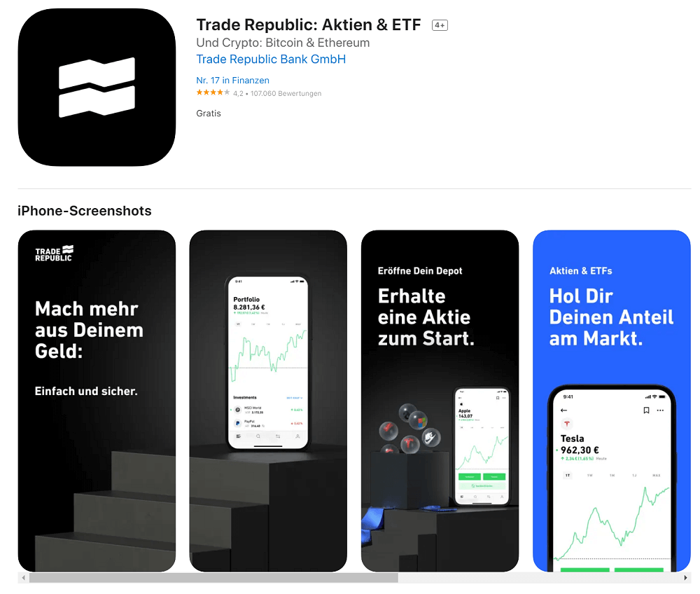 Trade Republic App im App Store von Apple