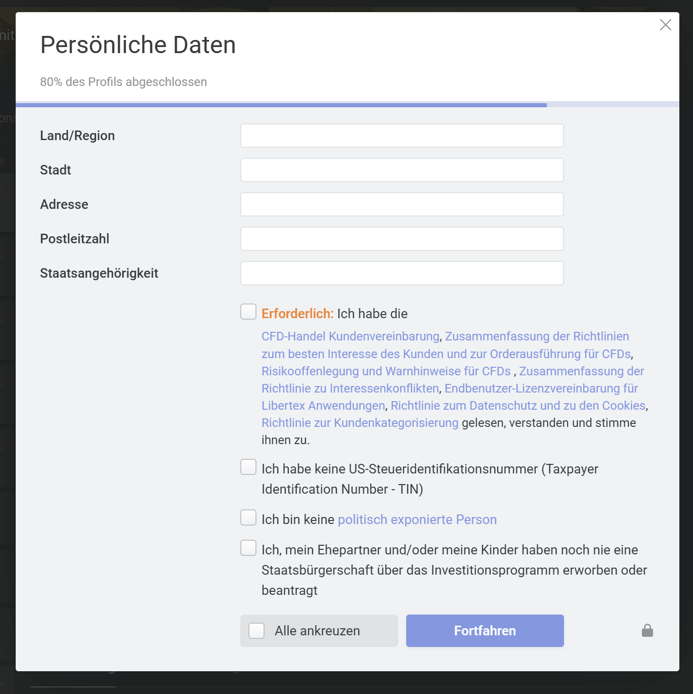 Adressdaten eingeben