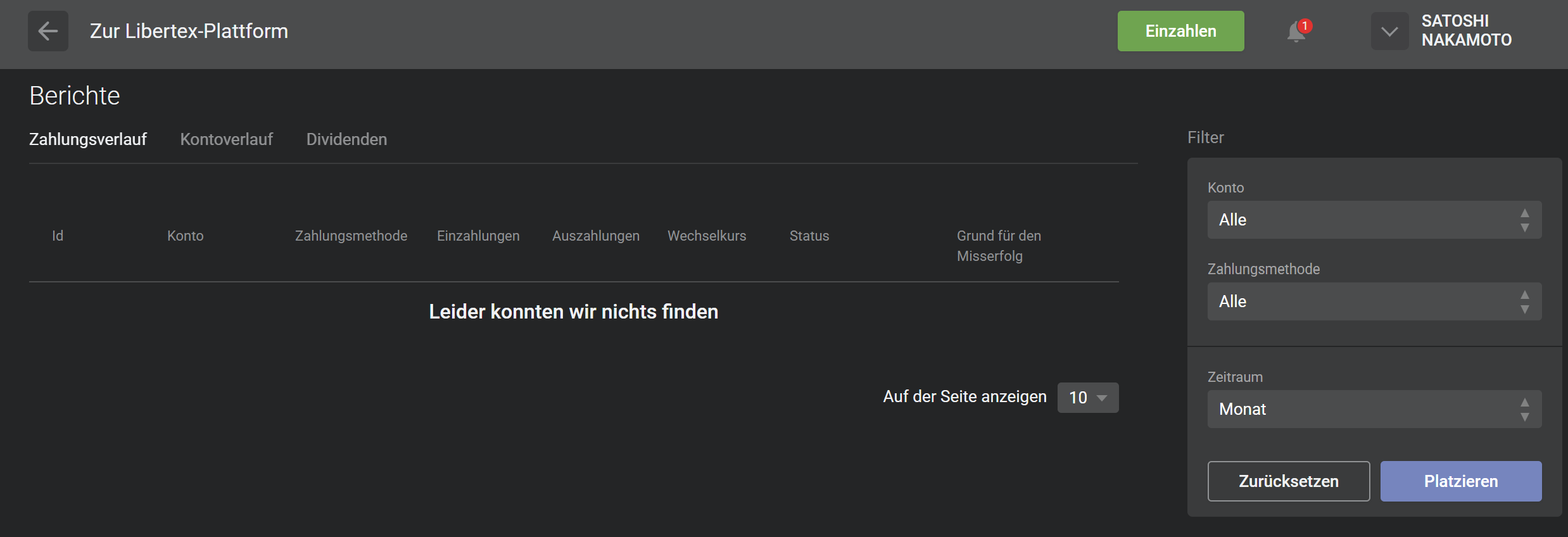 Einzahlungshistorie