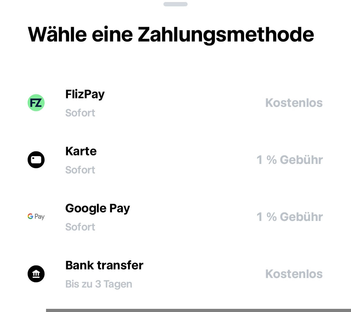Zahlungsmethode waehlen