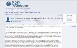 Screenshot Satoshi Nakamoto präsentiert Bitcoin im P2P Forum