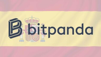 Bitpanda Logo Hintergrund Flagge Spanien