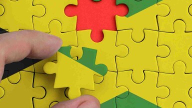 Jamaica Flagge als Puzzle Hand Puzzlestück