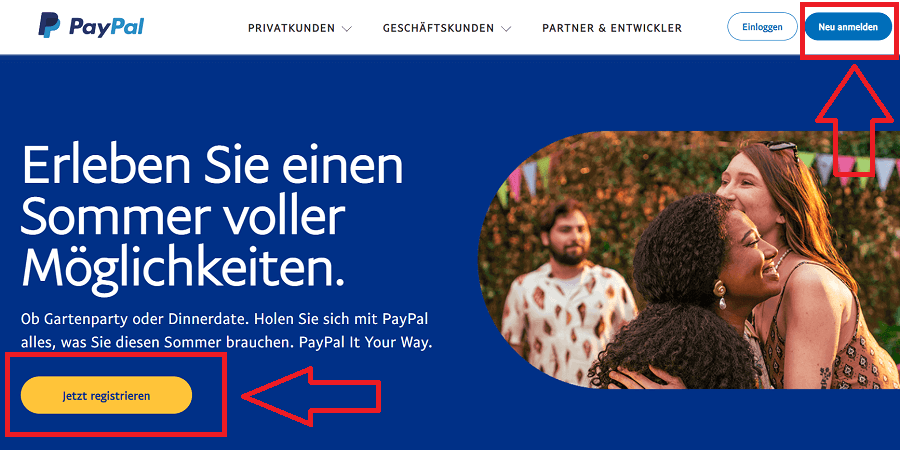 Ein Konto bei PayPal anlegen