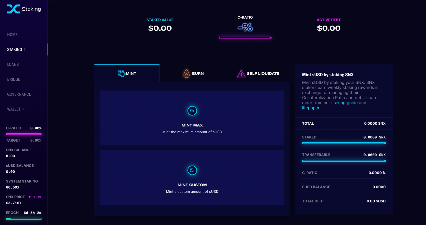 Staking Dashboard Synthetix
