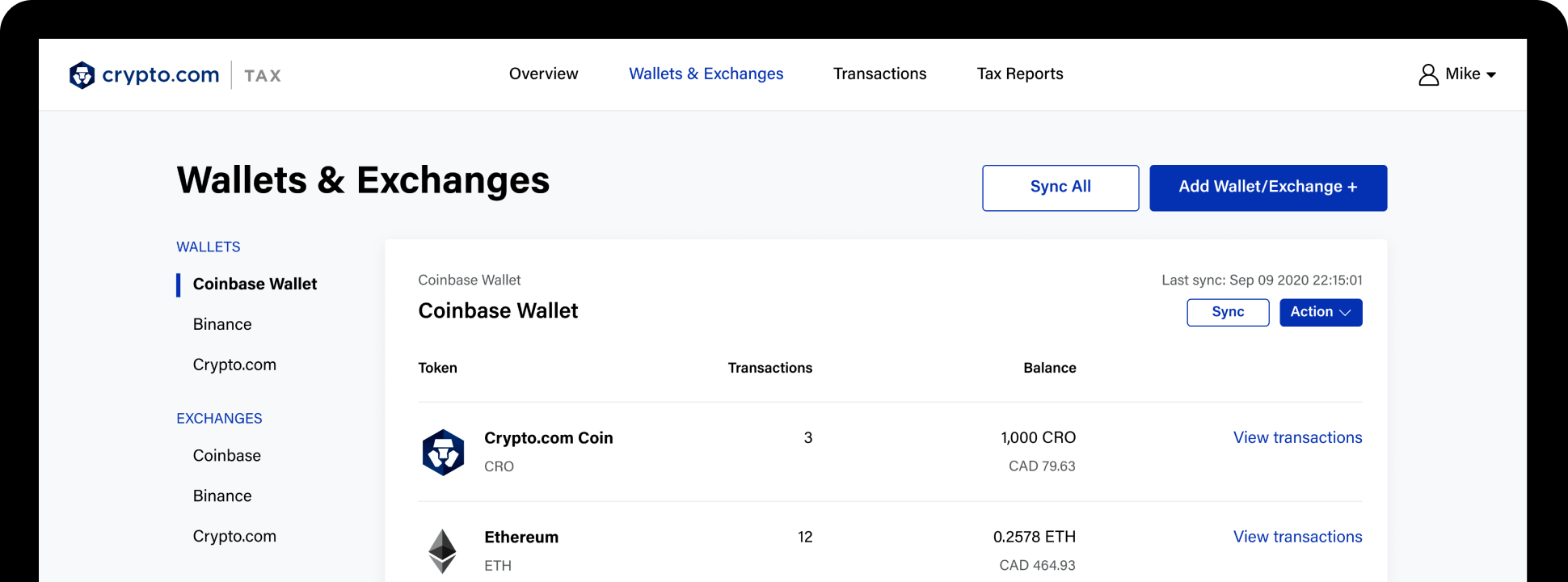 Crypto.com Tax Screenshot