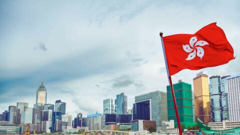Skyline Flagge Hongkong