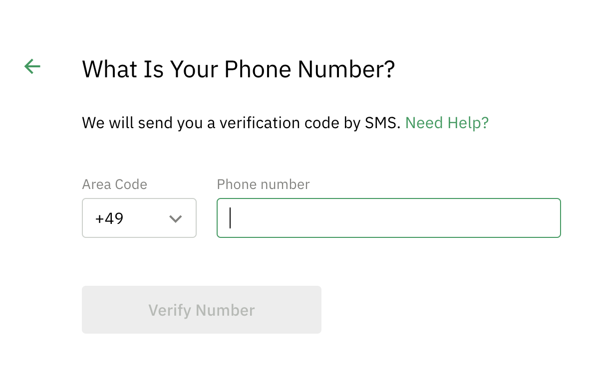Telefonnumer eingeben Registrierung Wirex