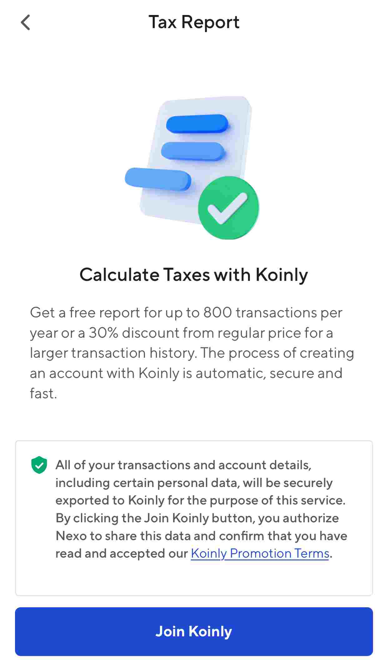 Nexo App Koinly Integration