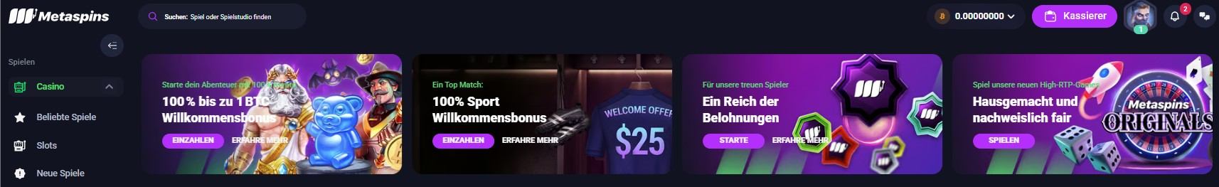 Metaspins Bonusangebot