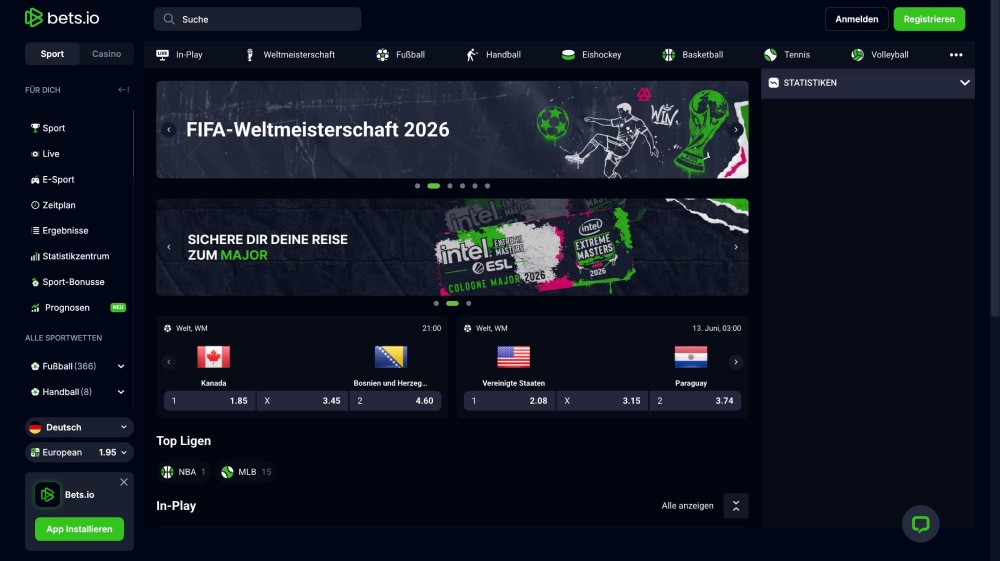 Bets.io Sportwetten Dashboard