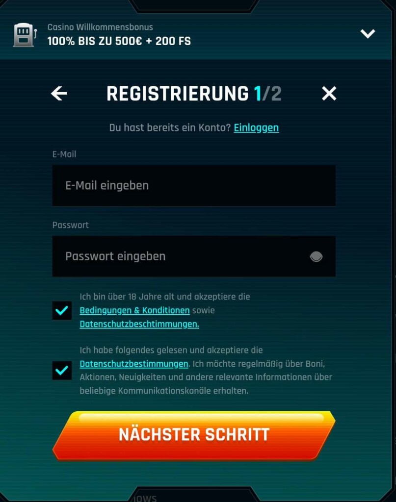 Ninlay Registrierung E-Mail & Passwort vergeben