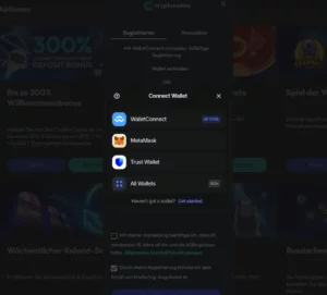 Mit Wallets verbinden Cryptocasino.com