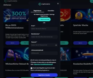 Cryptocasino Registrierungsseite