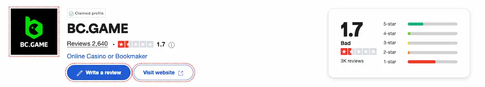 bc game sport trustpilot bewertung
