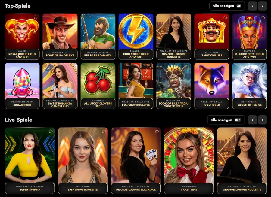Oscarspin Spieleauswahl