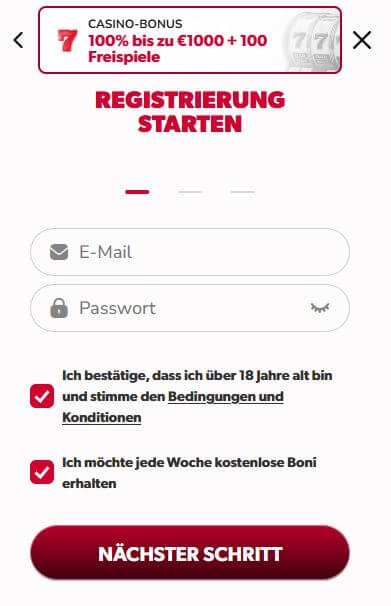 Betista Registrieren Schritt 3