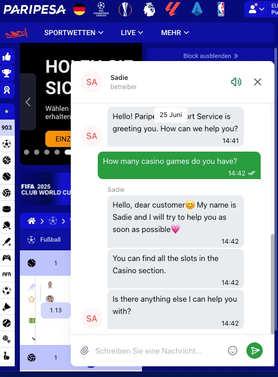 Paripesa Live Chat