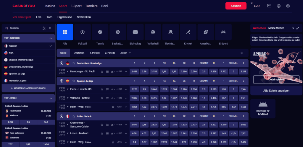 casinoandyou sport spieleübersicht