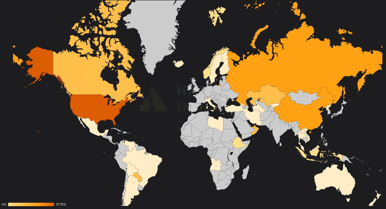 Hashrateindex Bitcoin-Mining nach Ländern 26. November 2025