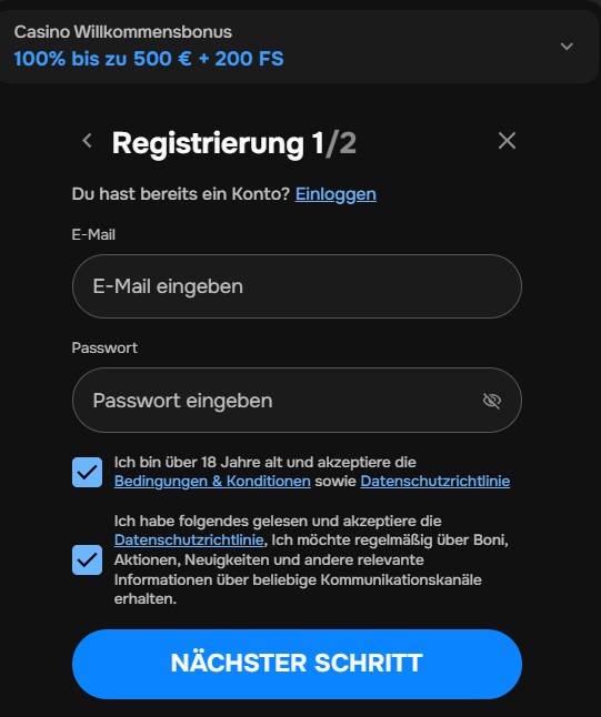 mrpunter registrieren schritt 3