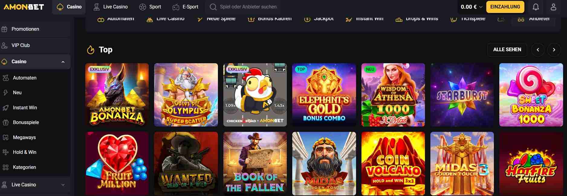 Amonbet Spiele