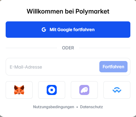 polymarket registrieren schritt 1