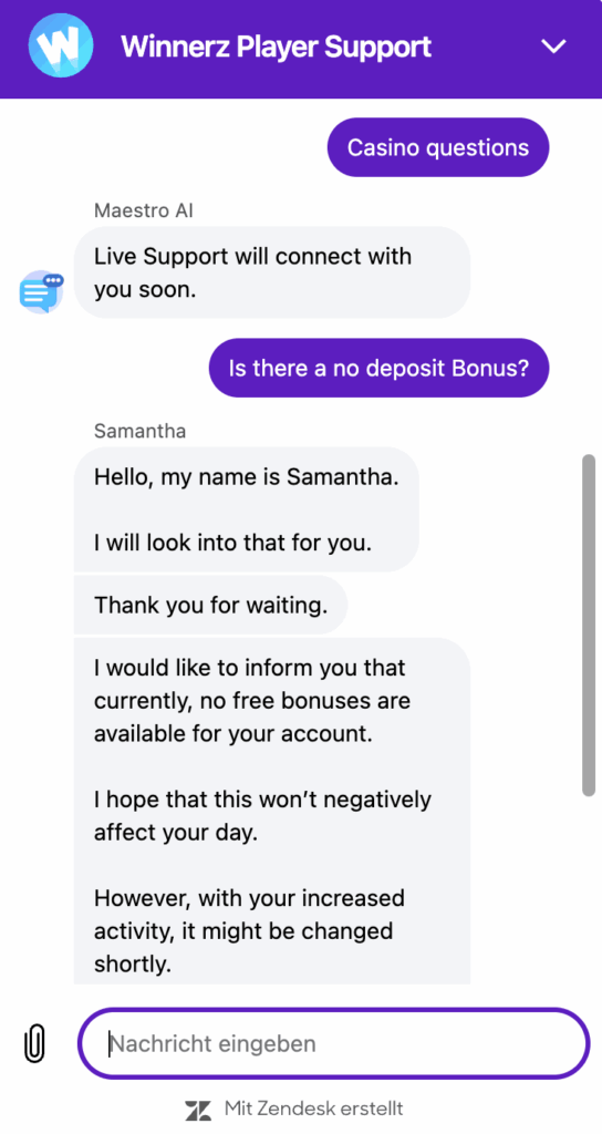 Winnerz Support Chat