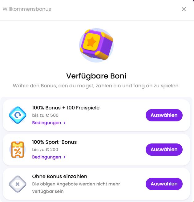 Winnerz Registrieren Schritt 2